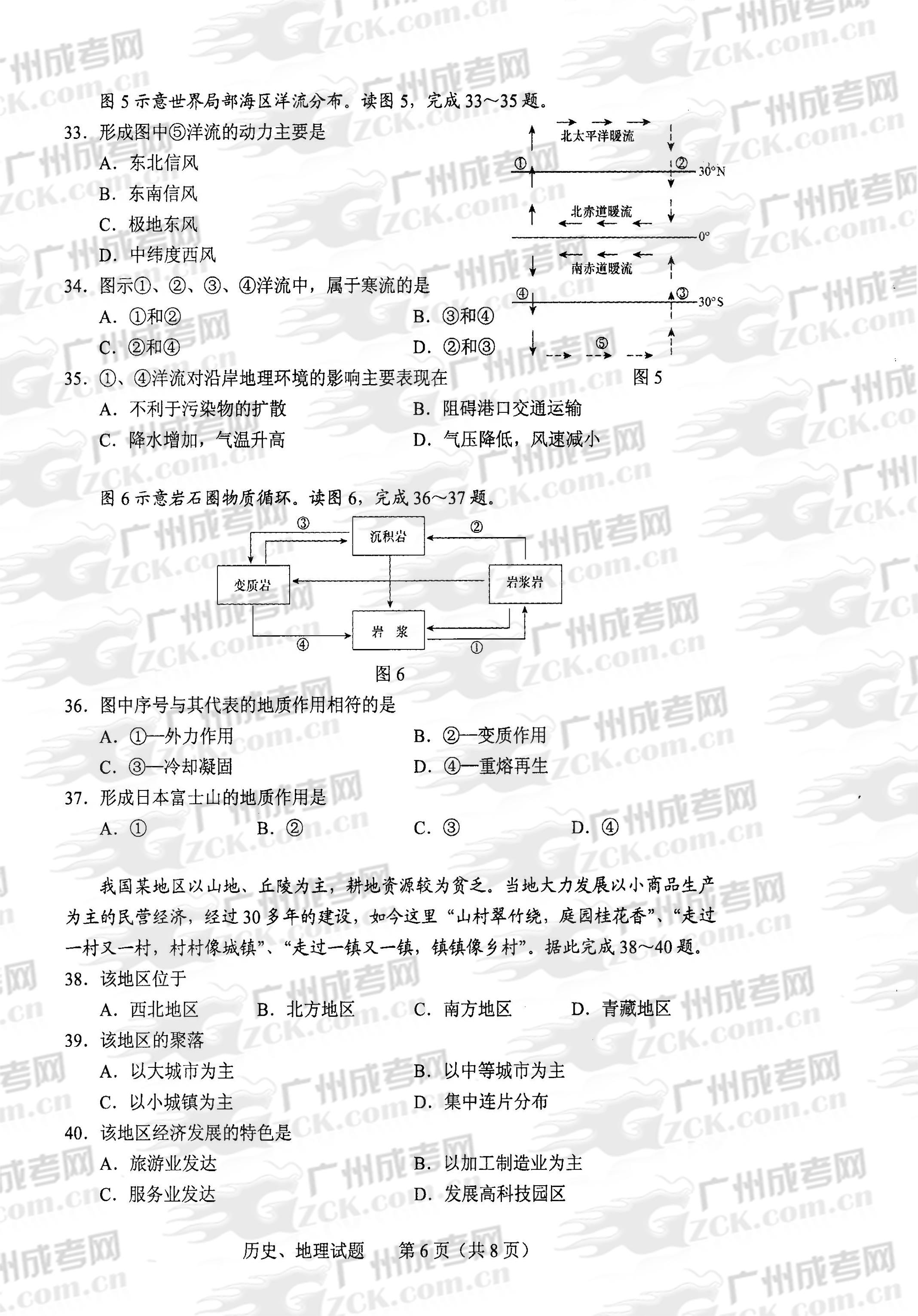 成人高考2013年统一考试史、地试题(图6)