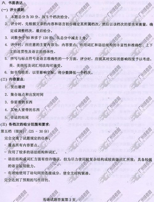 陕西省成人高考2014年统一考试英语真题A卷参考答案