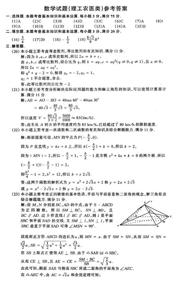 2002年成人高考数学试题及答案(高起点理工类)(图3) 2002年成人高考数学试题及答案(高起点理工类)(图3)