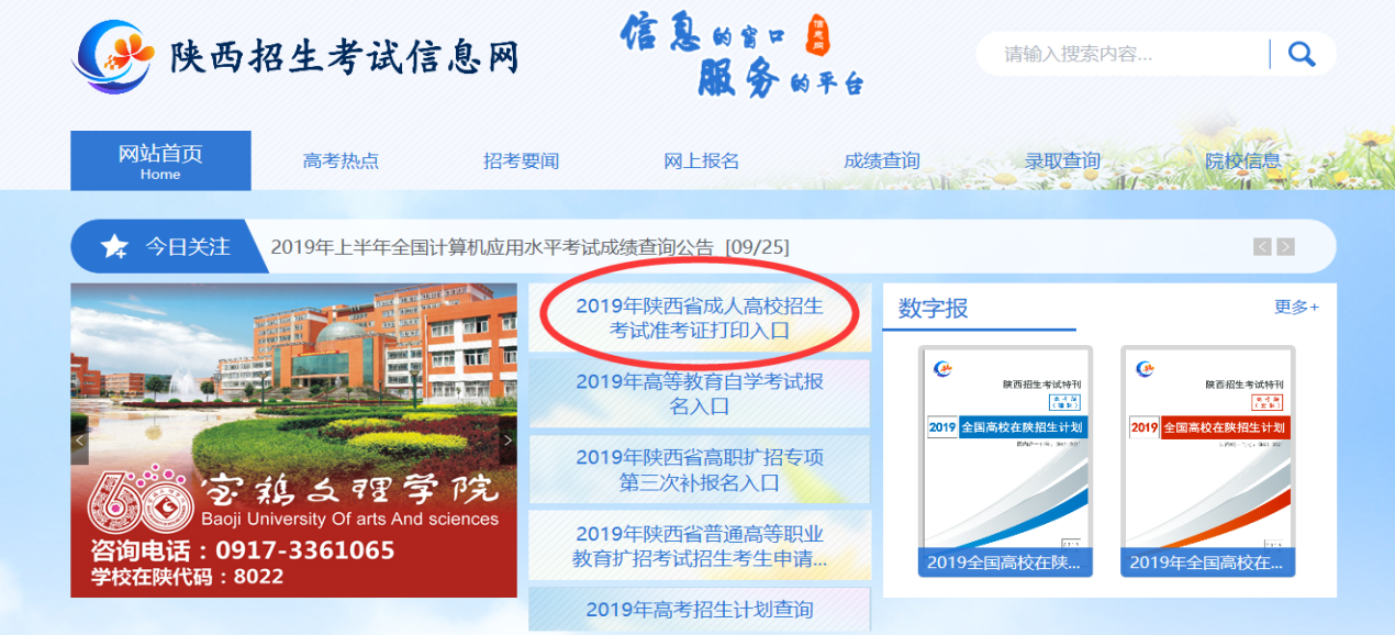 陕西省2019年成考准考证打印页面.png